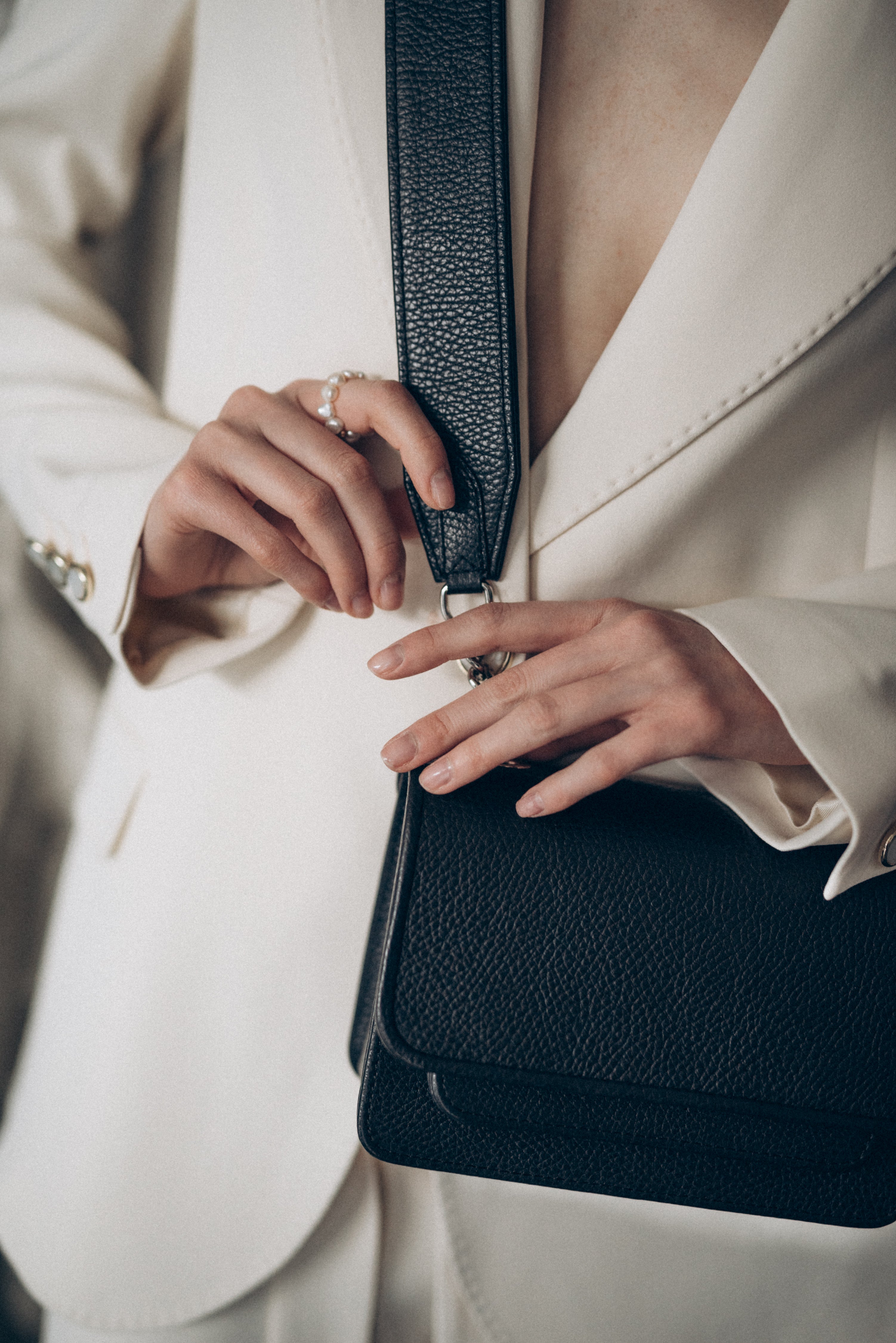 Mini Bag Black with Leather Handle