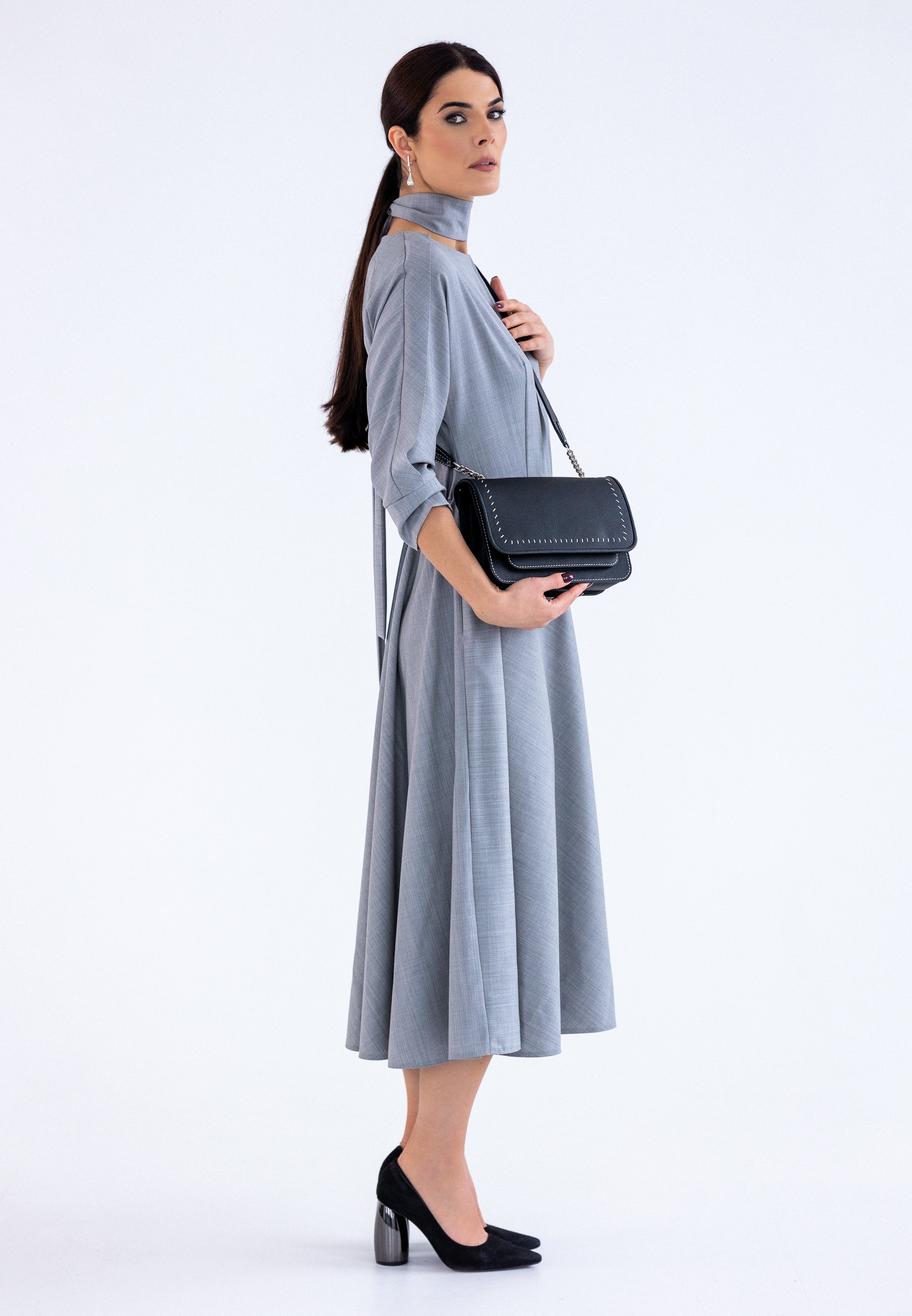 Midi Bag Black with Thread