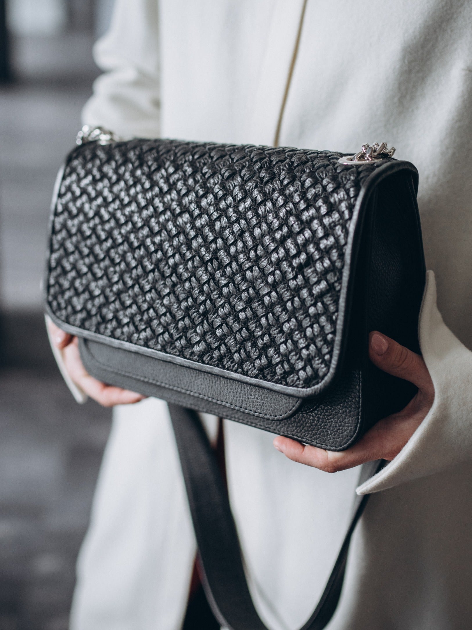 Classic Bag 'Monochrome' with Long Leather Handle