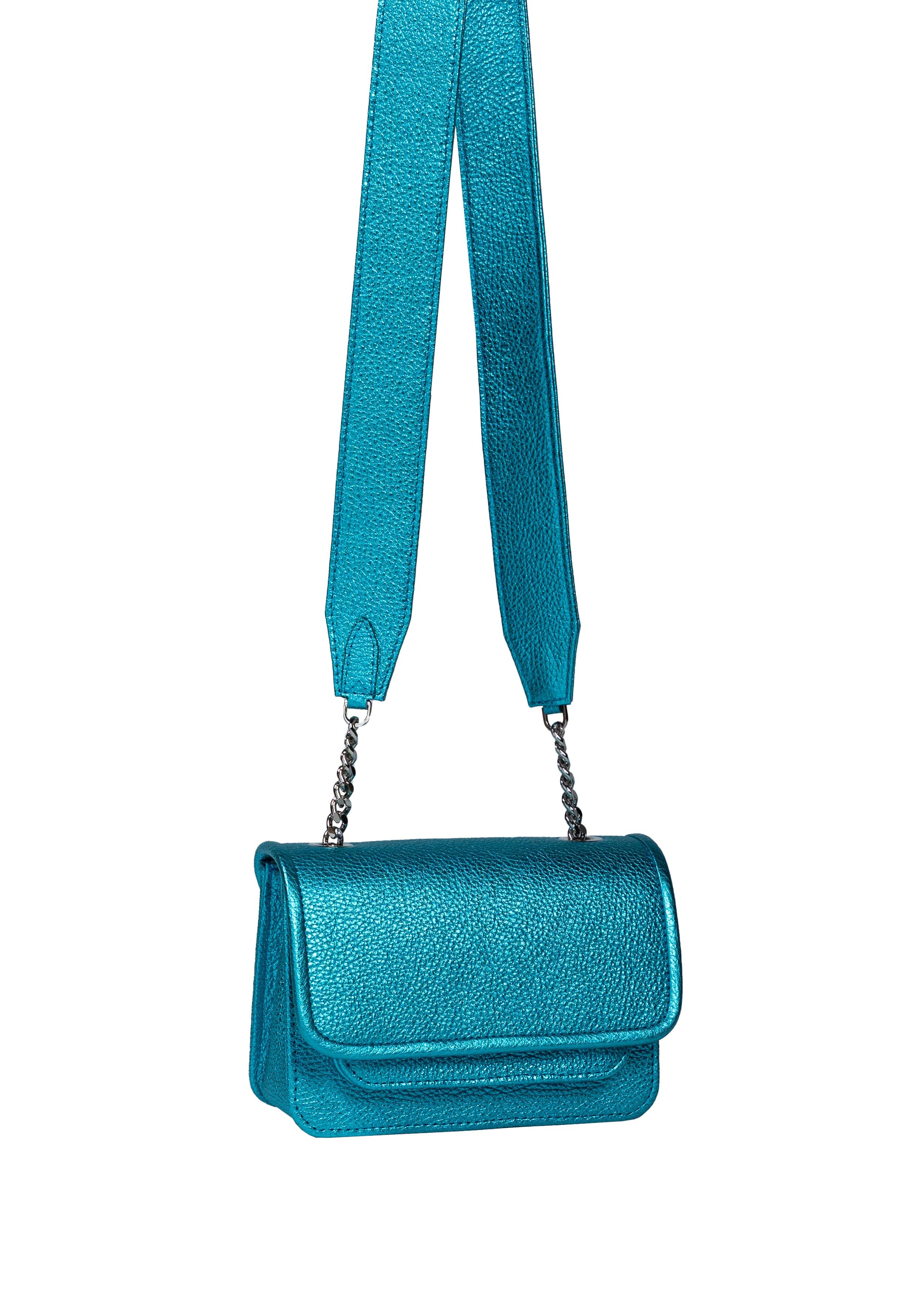 Mini Bag Cosmic Teal with Leather Handle