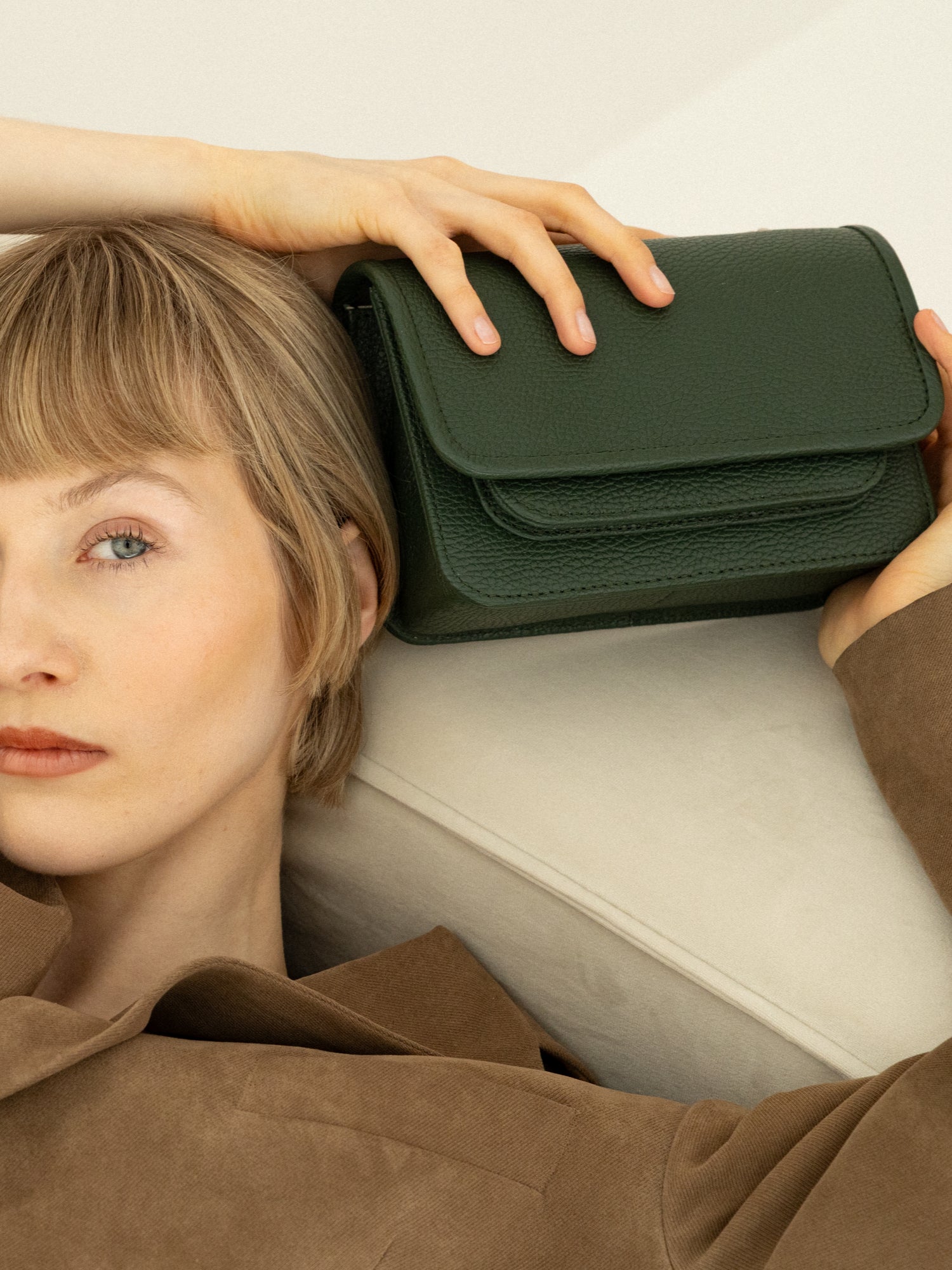 Mini Bag Moss Green with Leather Handle