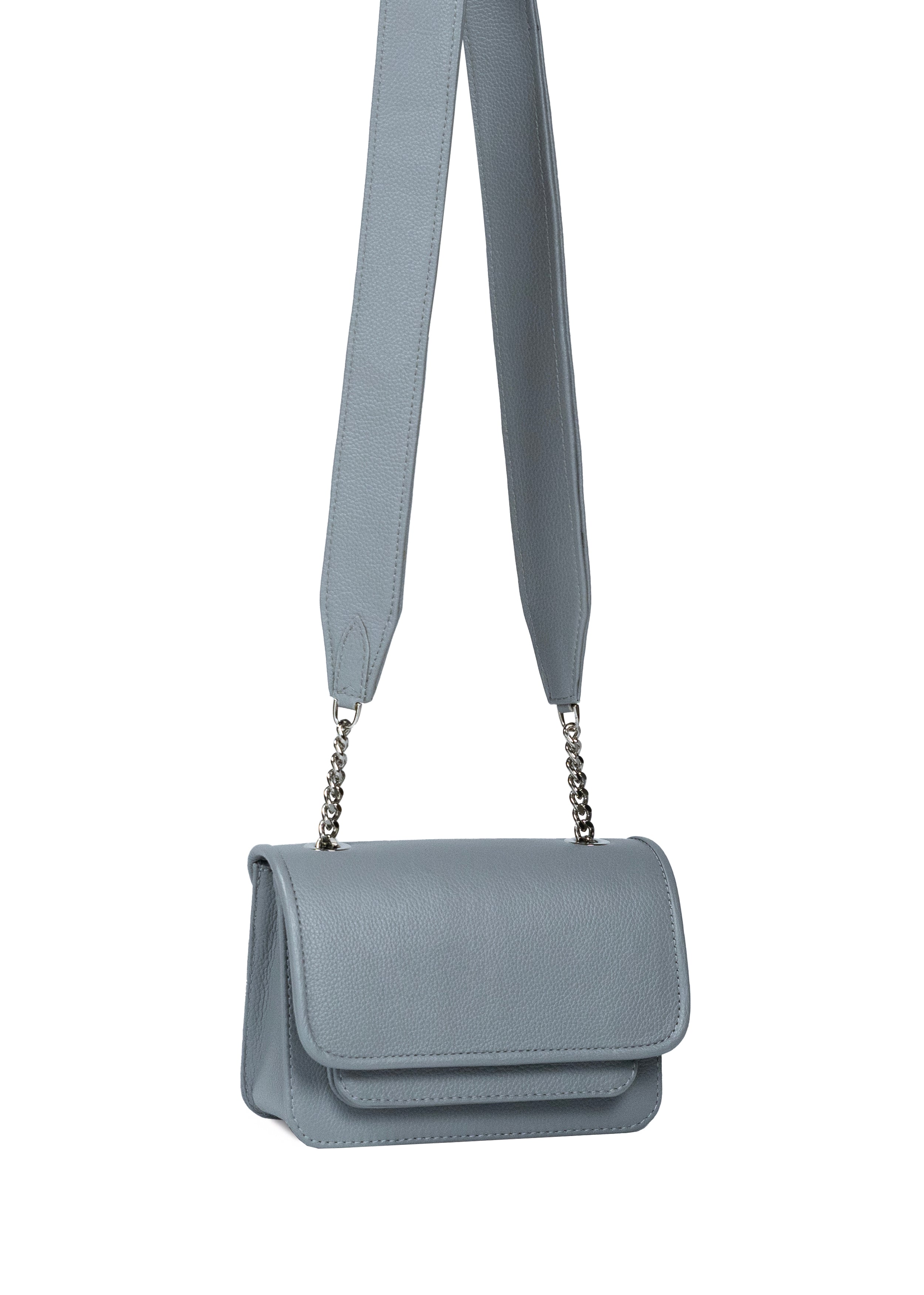 Mini Bag Light Grey with Leather Handle