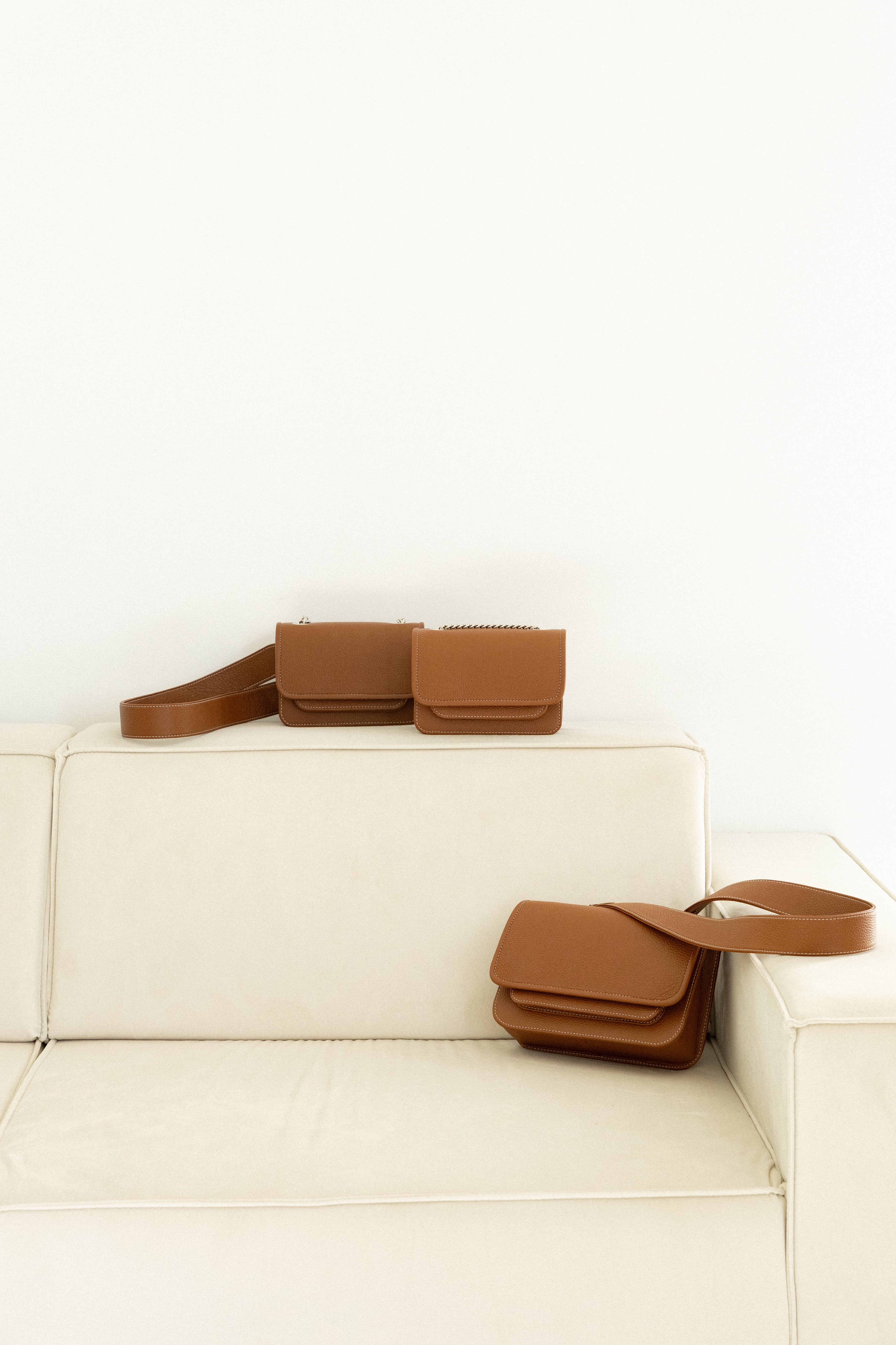 Mini Bag Caramel Brown with Leather Handle
