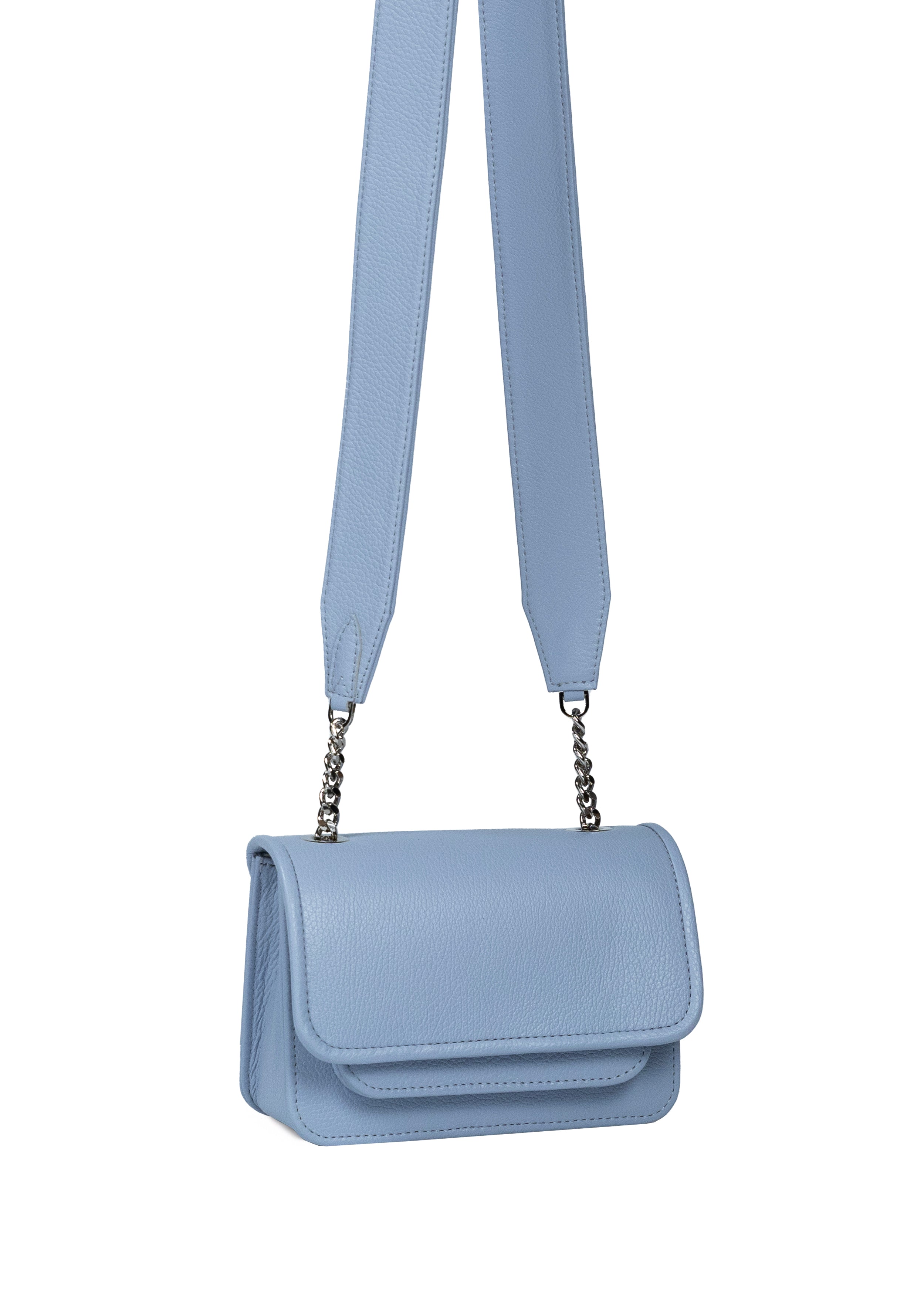 Mini Bag Light Blue with Leather Handle