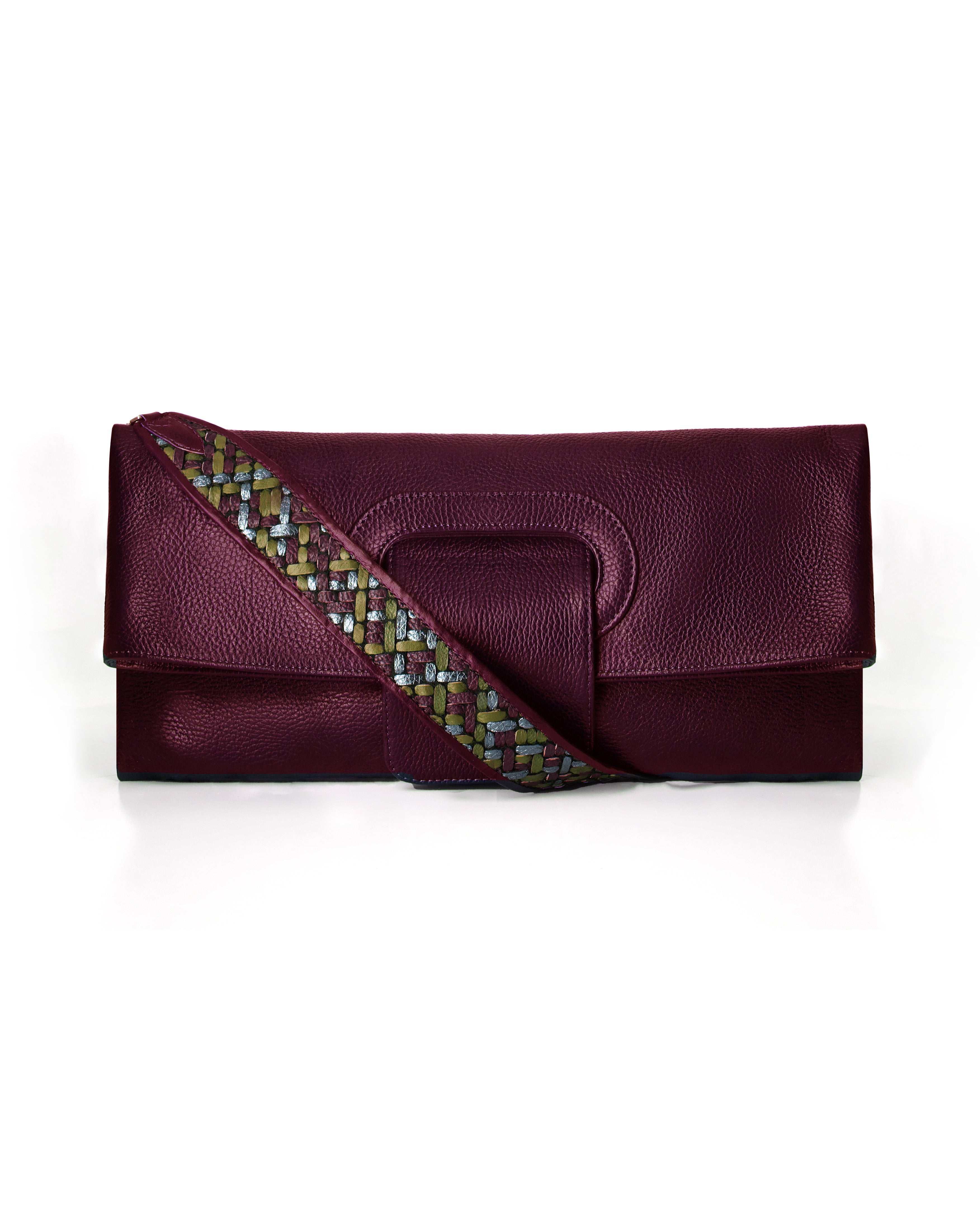 Burgundy Pillow Bag with Handwoven Handle