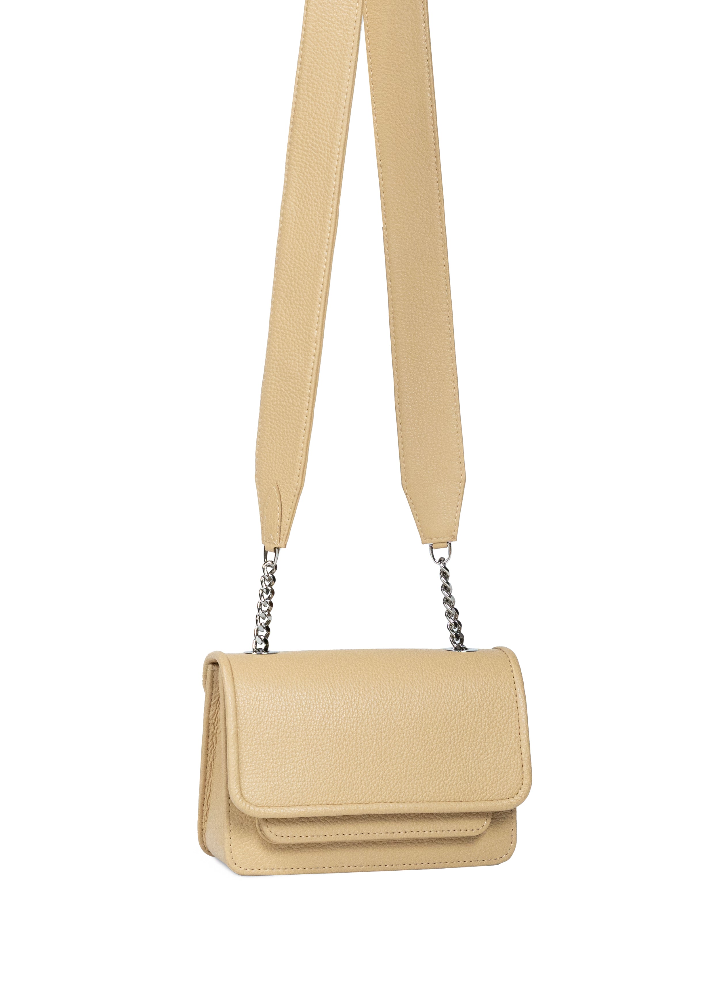 Mini Bag Beige with Leather Handle