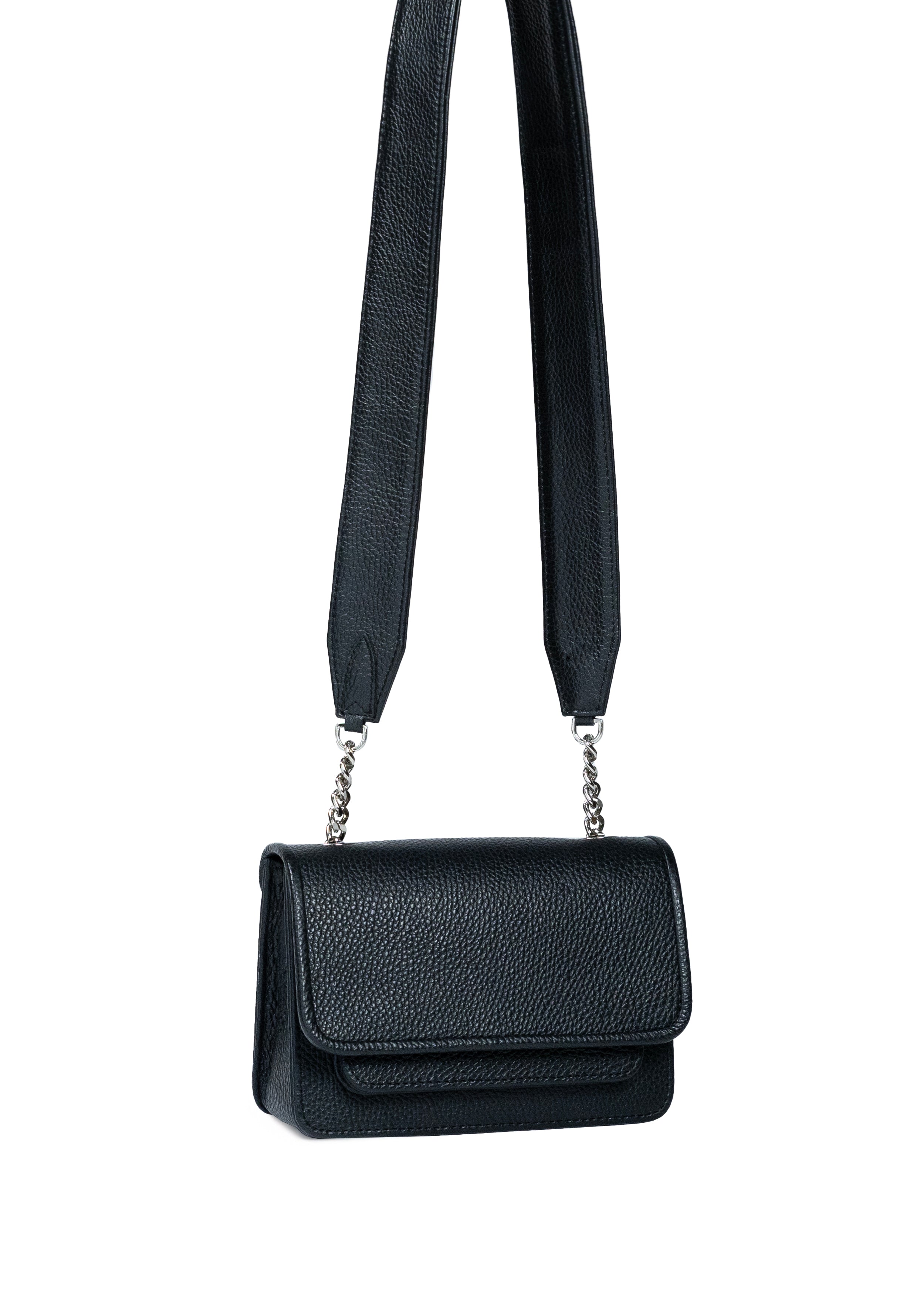 Mini Bag Black with Leather Handle