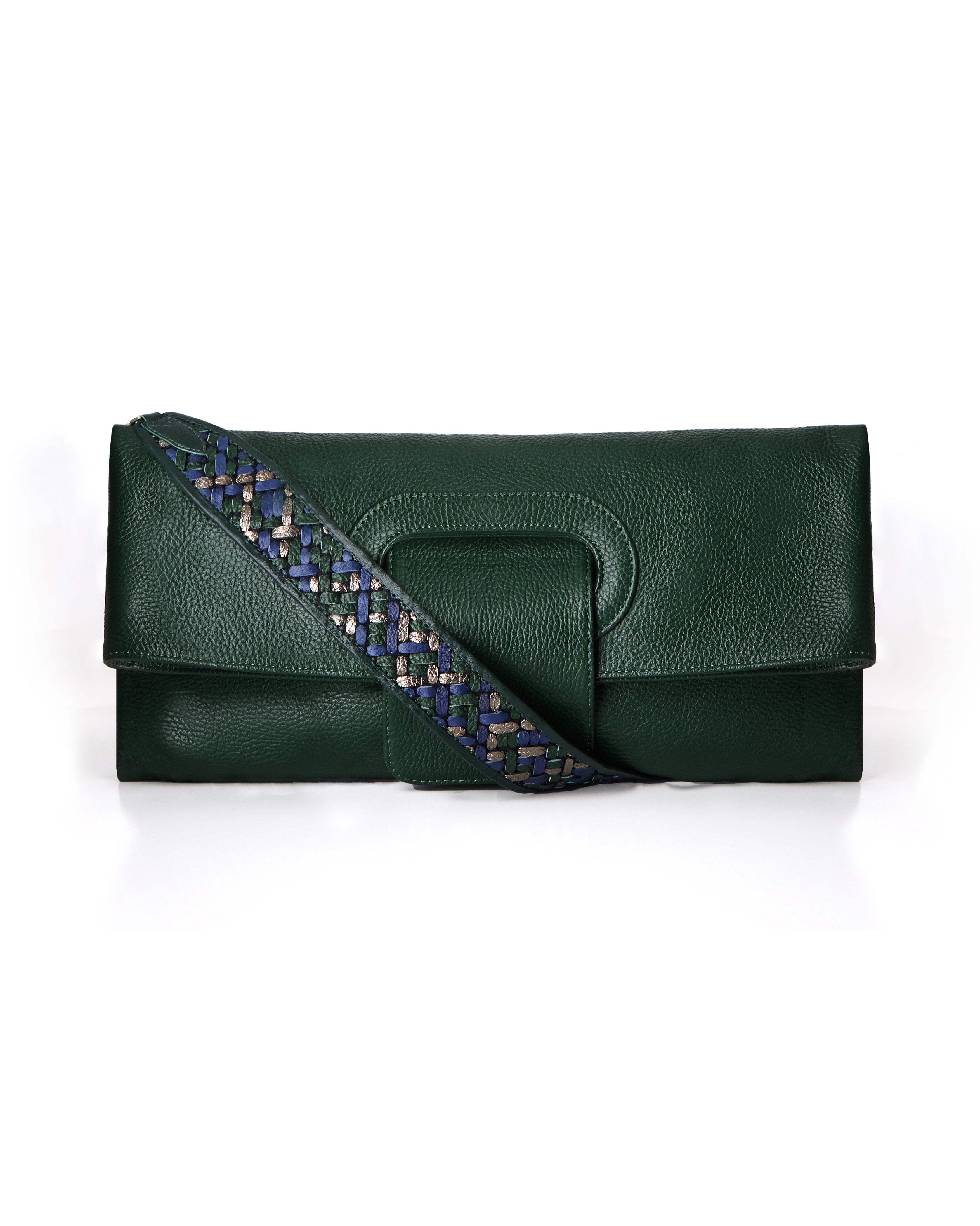 Moss Green Pillow Bag with Handwoven Handle