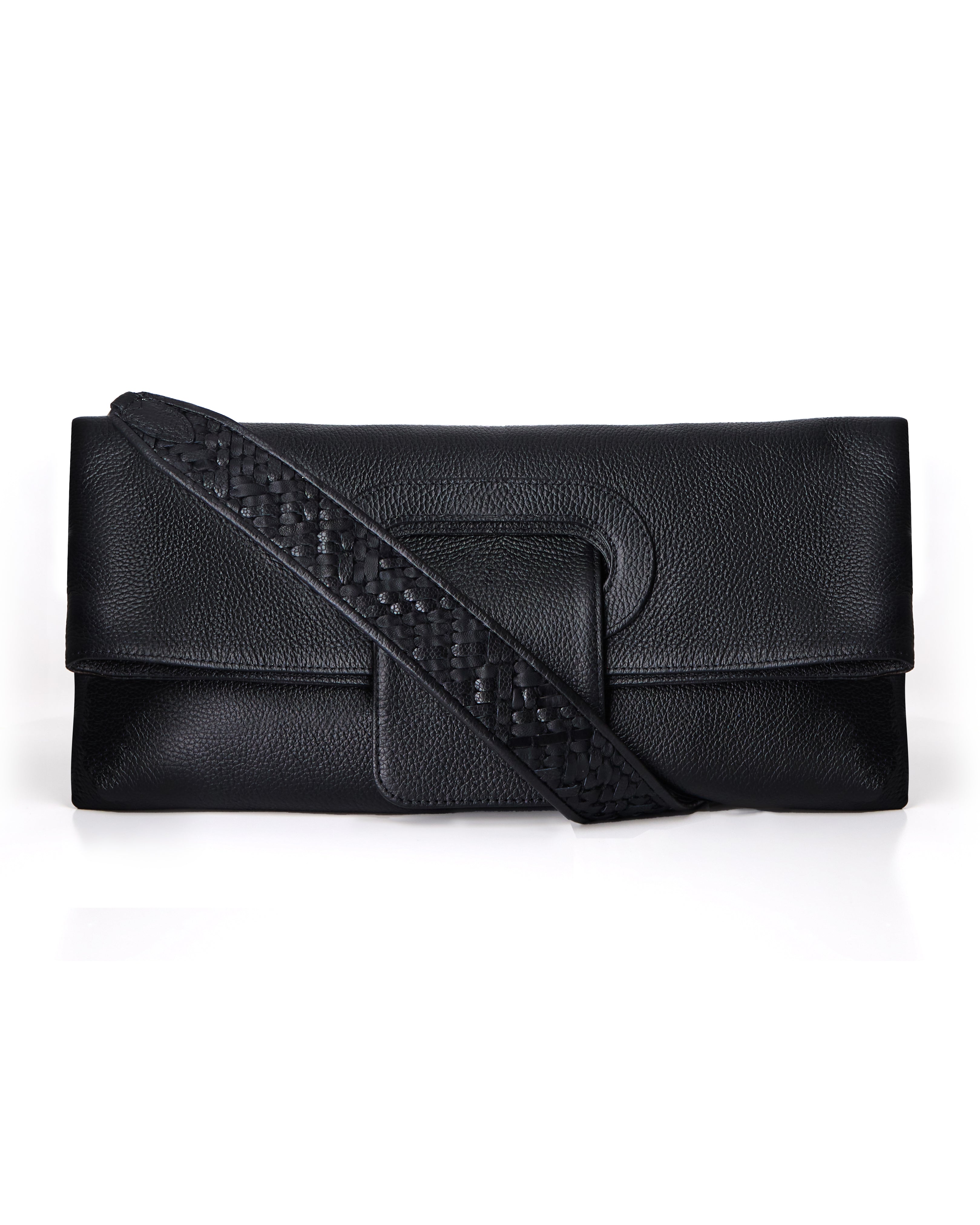 Black Pillow Bag with Handwoven Handle