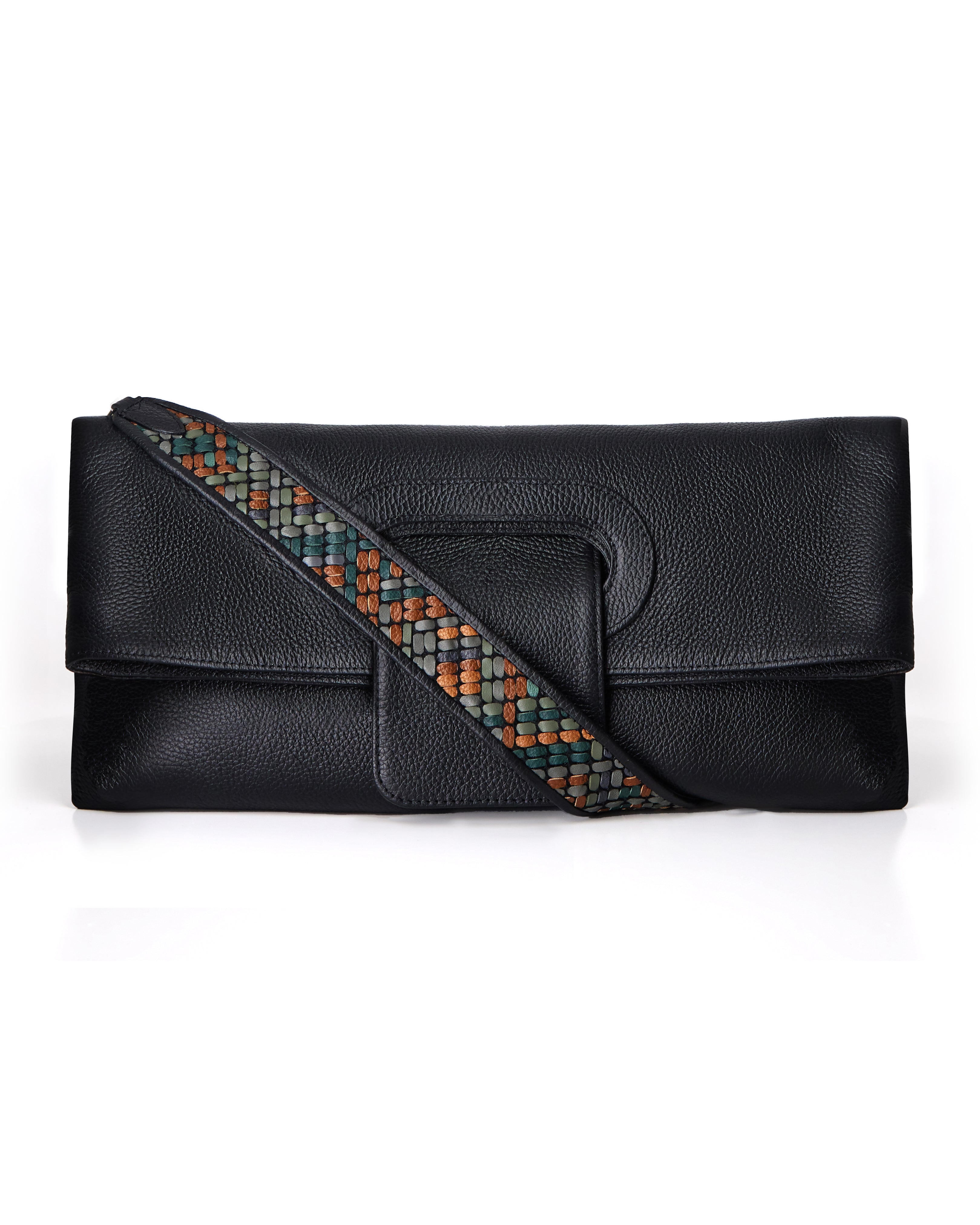 Black Pillow Bag with Handwoven Handle